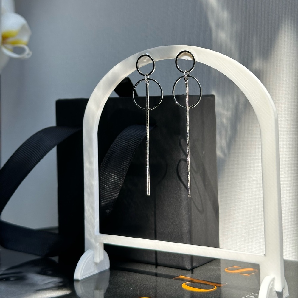 925 Sterling Silver circle tassel earrings - Picture 3 of 6